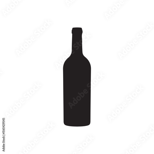 Wine bottle silhouette vector icon isolated on white background
