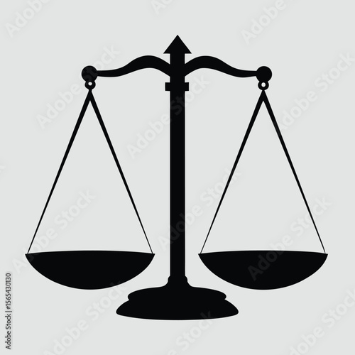 Black Silhouette Scales of Justice Icon Legal Symbol Balance Weight Measurement vector