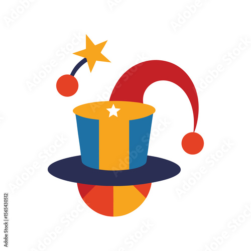 Clown and Circus Hats Flat Vector Style
