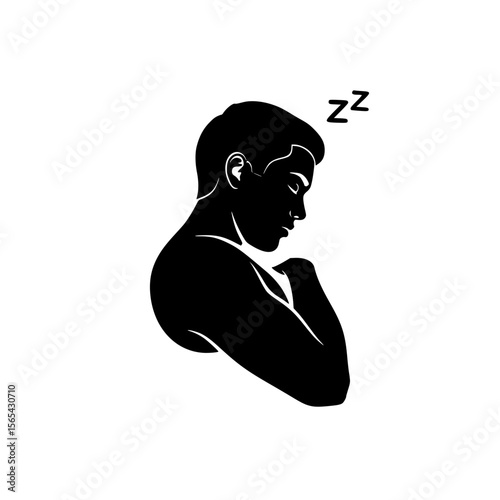 Man Resting in Silhouette with Sleep Symbol Above Head