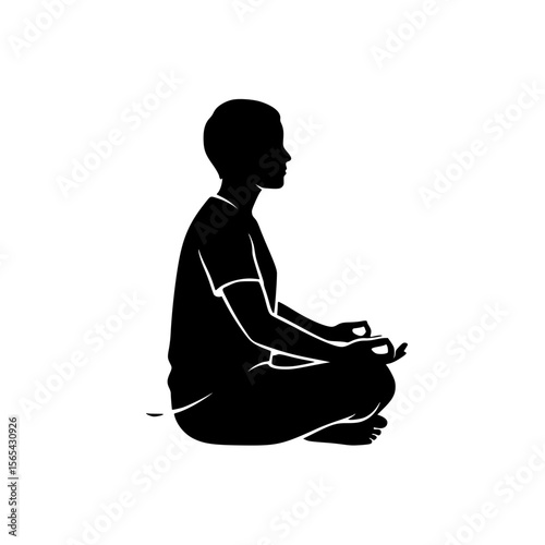 Silhouette of a Person Meditating in a Seated Position with Hands in Gyan Mudra