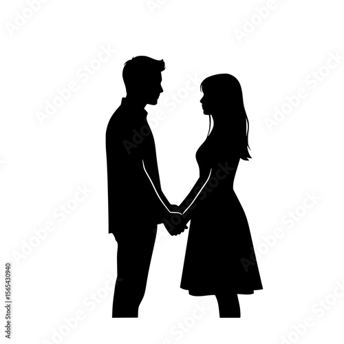 Romantic Silhouette Couple Holding Hands Sharing a Tender Moment Together
