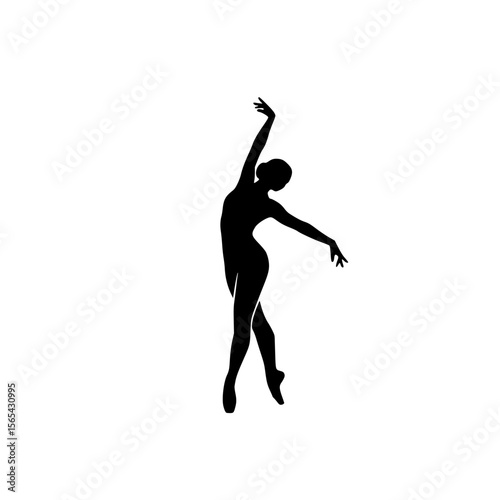 Elegant Silhouette of a Ballet Dancer in a Graceful Pose on White Background