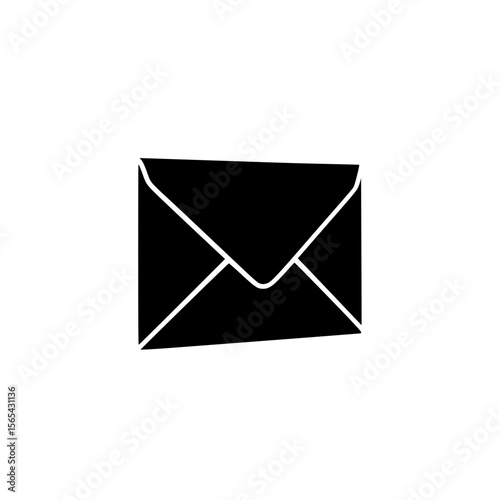 A Black Silhouette of an Opened Envelope with a White Background
