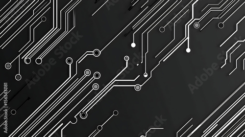 A black and white image of a circuit board with many small white dots