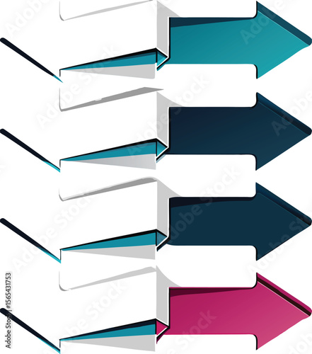 Teal Dark Blue and Maroon Arrows Stacked White Background Process Flowchart burgundy