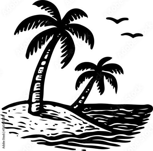 Sketch of a classic beach hut on stilts, perfect for tropical vibes and summer settings