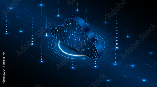 Abstract cloud technology circuit board. Large data center concept. modern cloud storage technology innovation concept background	
