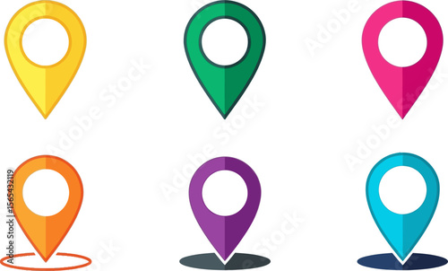 Location pin vector set, map pointer icons, gps navigation markers illustration