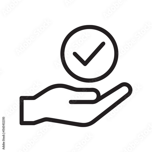 Checkmark Symbol on an Open Hand Illustration
