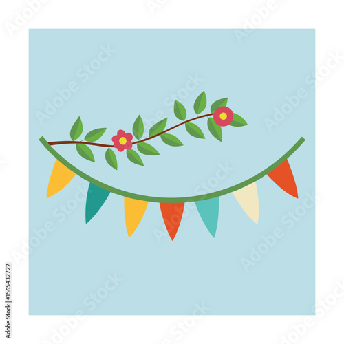 Floral Garland Draped on Tree Limb for Festive Celebrations