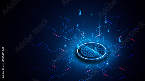 Abstract technology circuit board background. Fingerprint scanning cybersecurity concept. modern technology innovation concept background	