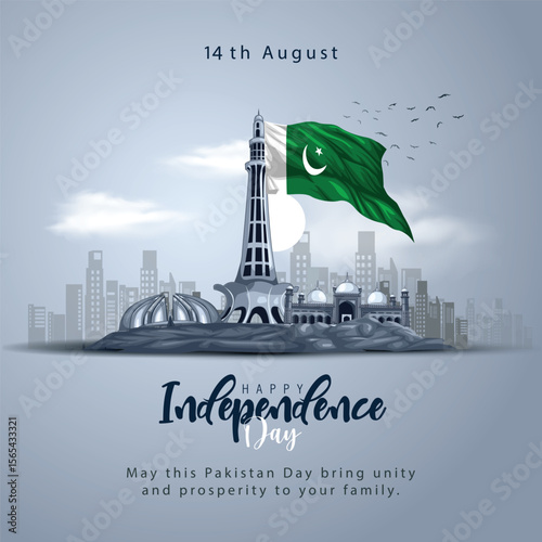 14th august happy independence day Pakistan 78 years logo greetings. abstract vector illustration design.