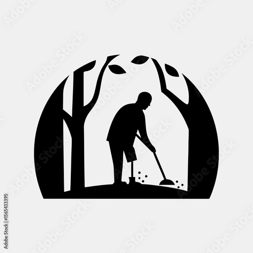 a man without a leg clears the forest