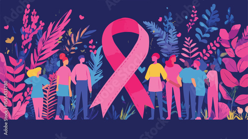 Breast Cancer Awareness Pink Ribbon Flat