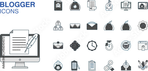 Blogger icon set vector illustration for website and graphic design needs
