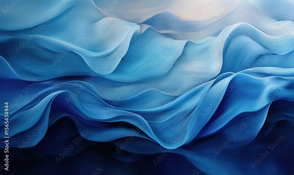 Obraz premium Blue wave abstract flows smoothly