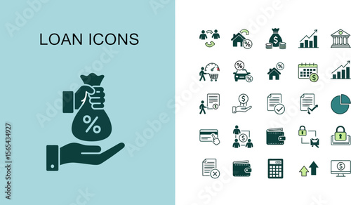 Loan and credit vector icons for financial services and banking industry use