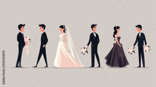 Elegant Bride and Groom Wedding Couple Romantic Portrait