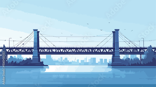 Modern Urban Infrastructure Bridge Flat Vector Illustration