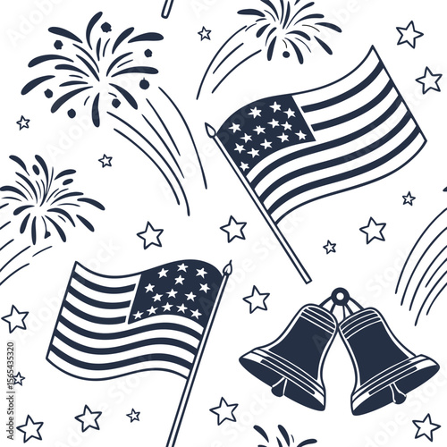 A patriotic American flag background with waving stars and stripes, symbolizing Fourth of July independence and national freedom