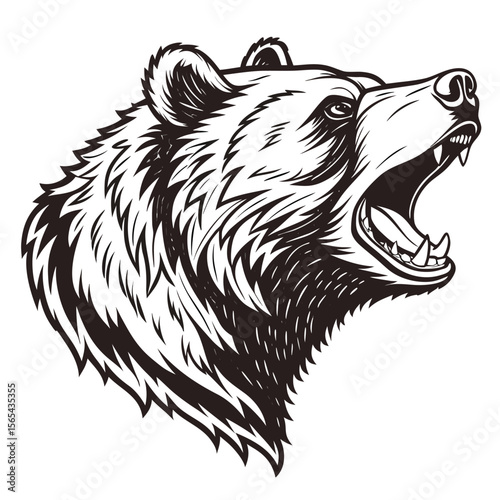 Brown bear head vector illustration showcasing a wild mammal's face, ideal for a tattoo or tribal design