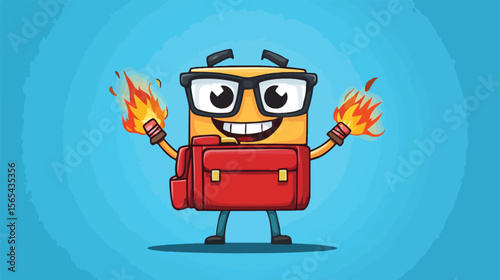 Dynamic Cartoon Character Holding Dynamite in Briefcase