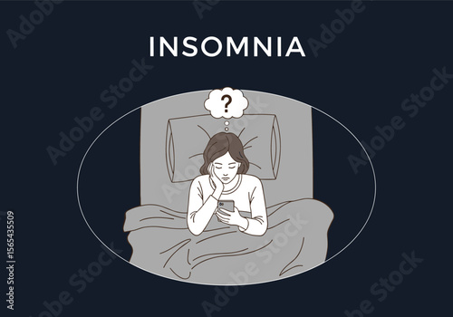 Person Struggling with Insomnia Sleepless Night and Restlessness Illustration
