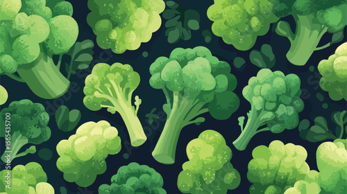 Fresh Broccoli Vegetable Flat Vector Illustration