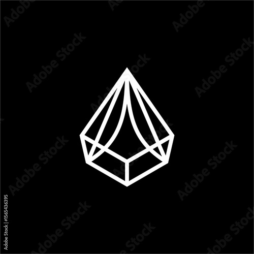 Emerald diamond logo. The concept of a diamond or gemstone silhouette depicted in a clean and minimalist white outline. Suitable for fashion, beauty, cosmetics, jewelry, spa, resort & hotel.