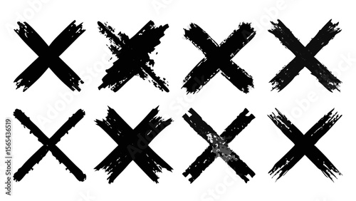 Black Cross Collection: A set of bold, black "X" symbols, rendered with textured brushstrokes, conveys concepts of rejection, error, and prohibition, offering a compelling visual element.