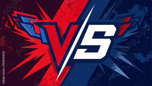Versus Battle: Graphic design presenting the contrast between red and blue colors with the symbol VS at the center.
