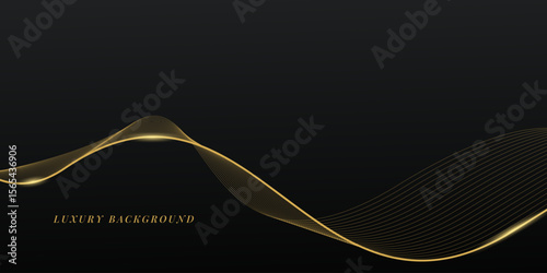 Luxury gold wave lines on black background. Modern and elegant gold color luxury concept. Vector illustration design