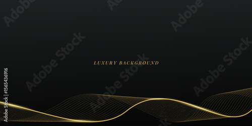 Luxury gold wave lines on black background. Modern and elegant gold color luxury concept. Vector illustration design