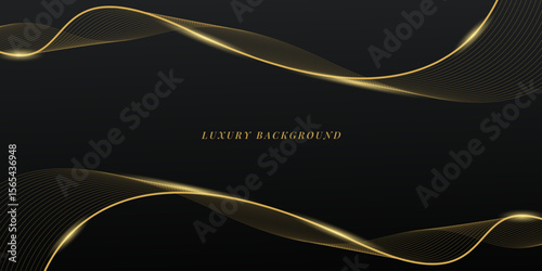 Luxury gold wave lines on black background. Modern and elegant gold color luxury concept. Vector illustration design