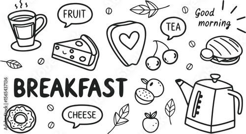 vector breakfast and morning icon set,

Fast food sketch for fastfood restaurant or bistro. Vector cheeseburger burger or hotdog sandwich snack, french fries or pizza and coffee or soda drink, taco 