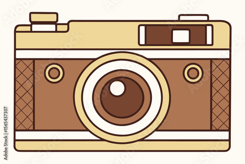 Retro Film Camera Isolated Vintage Photo Camera Illustration