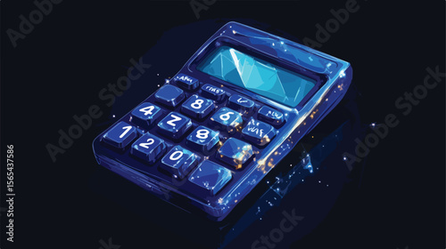 Blue Calculator Math Device Flat Vector Illustration
