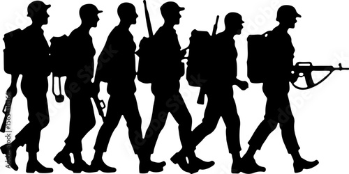 soldiers, military, army, marching, vector bundle