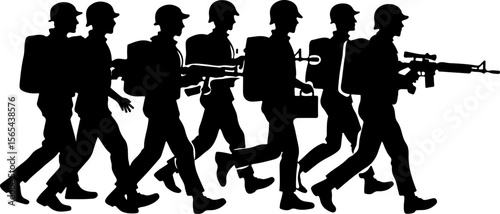soldiers, military, army, marching, vector bundle