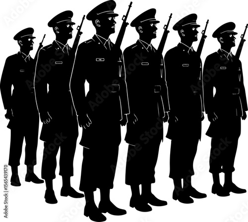 soldiers, military, army, marching, vector bundle