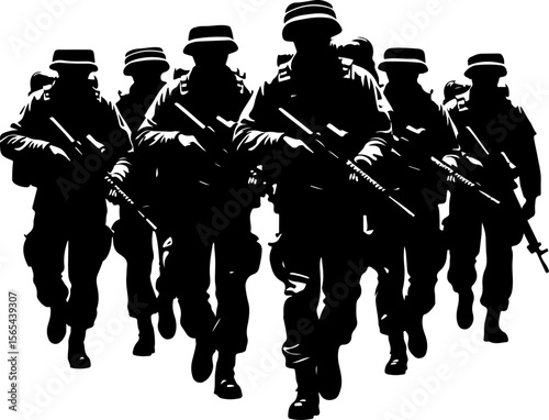 soldiers, military, army, marching, vector bundle