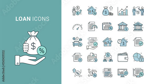 Loan and finance icon set vector graphic design for business and investment