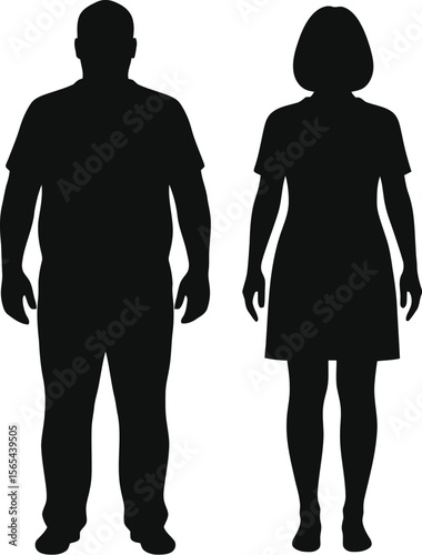 Male and female body silhouette vector illustration health and wellness icon