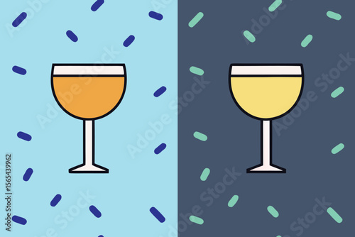 Vibrant Cocktail Poster Two Drinks in Hand, Blue Background