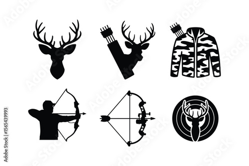 Deer head archery bow quiver camouflage jacket target antlers bow and arrow