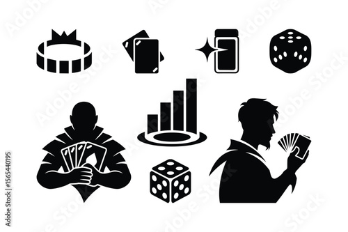 Gambling game icons bundle casino dice