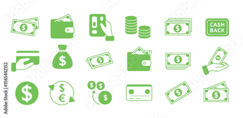 Financial icons depicting money transactions and savings finance cash