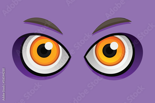 Cartoonish Monster Eyes with an Angry Expression and Purple Skin Tone