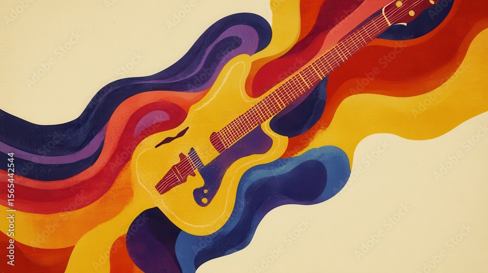 Obraz premium Abstract illustration of a guitar with vibrant colors.